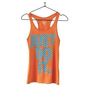 Nike Women’s XS Just Do it Logo Racerback Tank Orange Dri-Fit Loose Fit